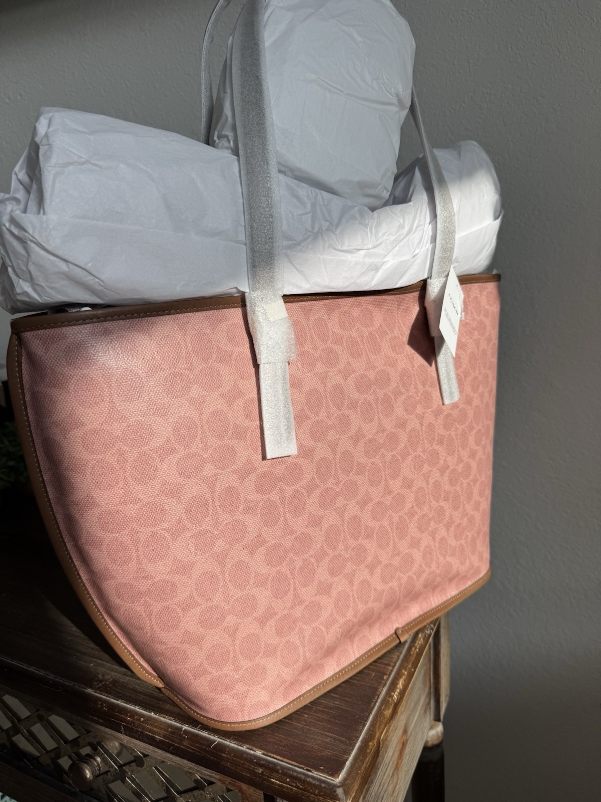 Authentic Coach Taxi Tote Signature Logo Pink Large