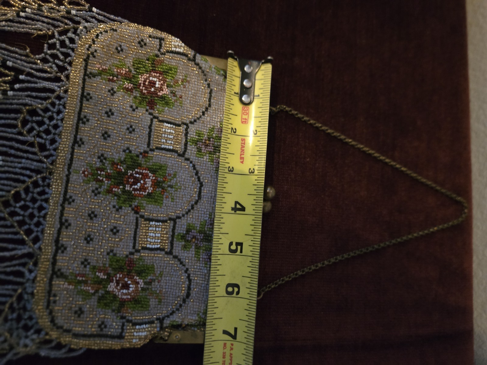 Antique 1900’s Rose Motif Beaded Purse