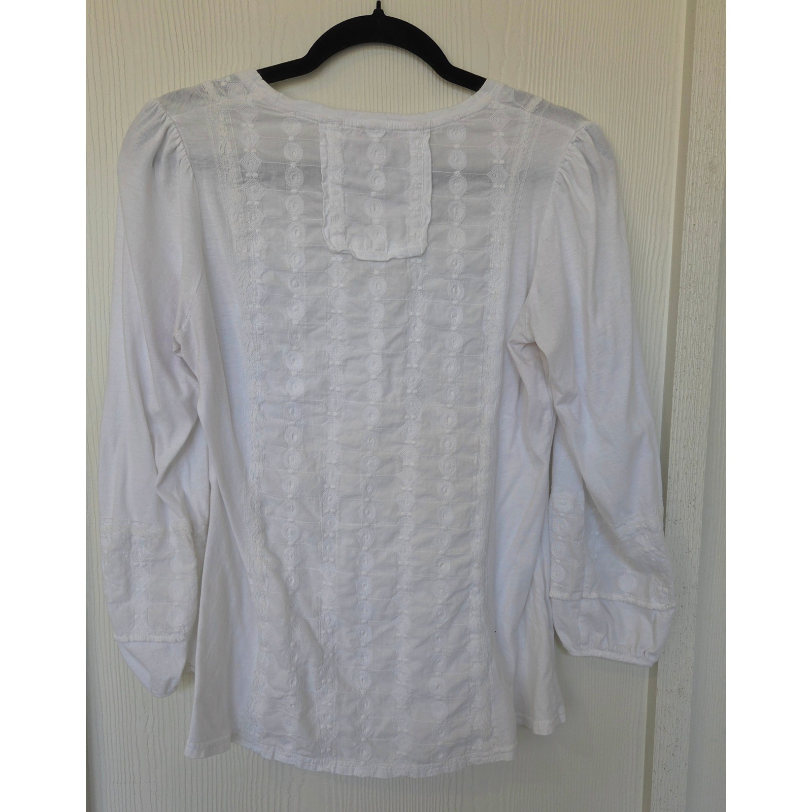 V Cristina White Embroidered Lace Cotton Top Sz S Milkmaid Cottage Peasant Fairy