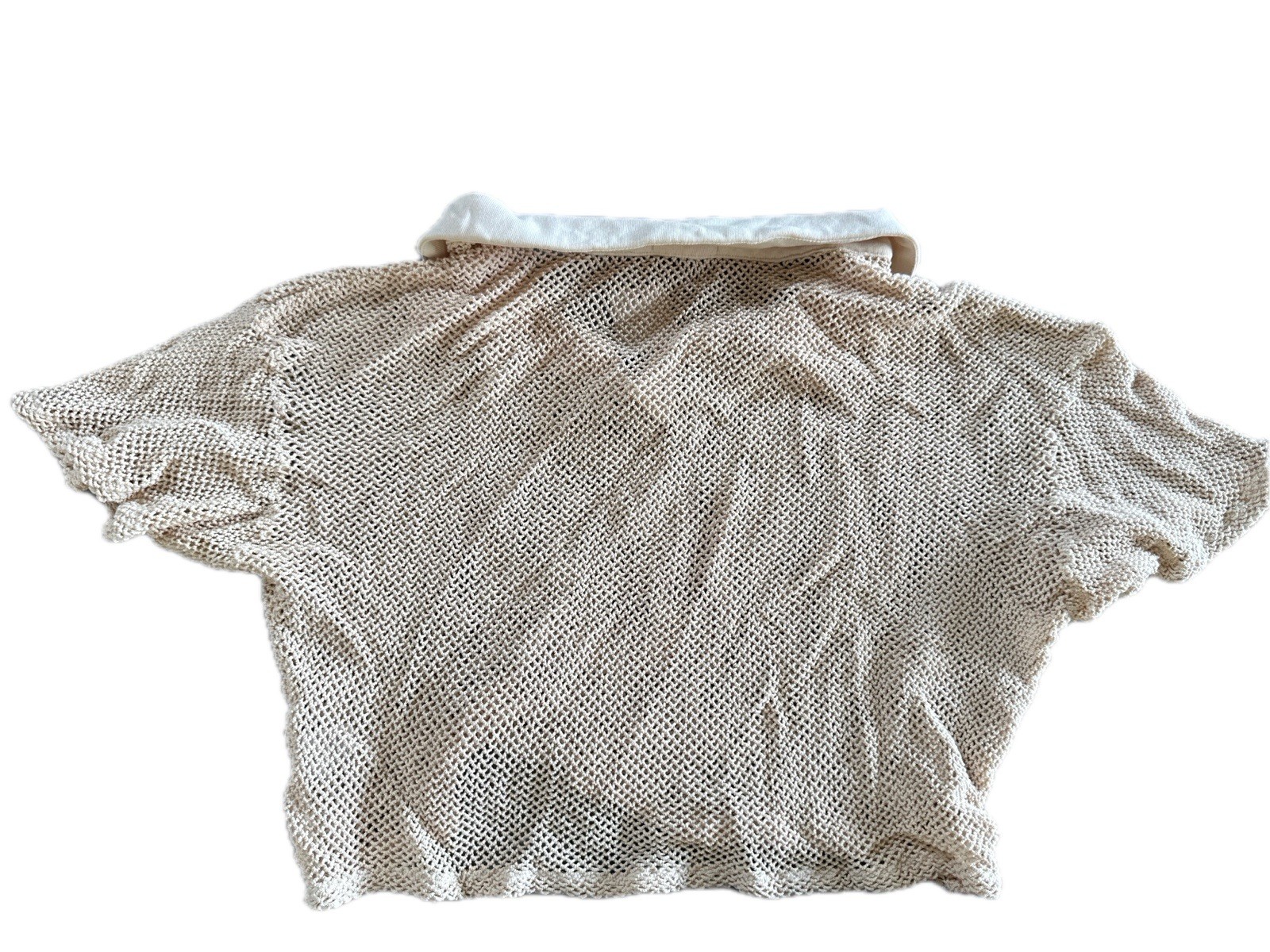 Fashion Nova Beige fish net Mesh Logo crop top Women XL