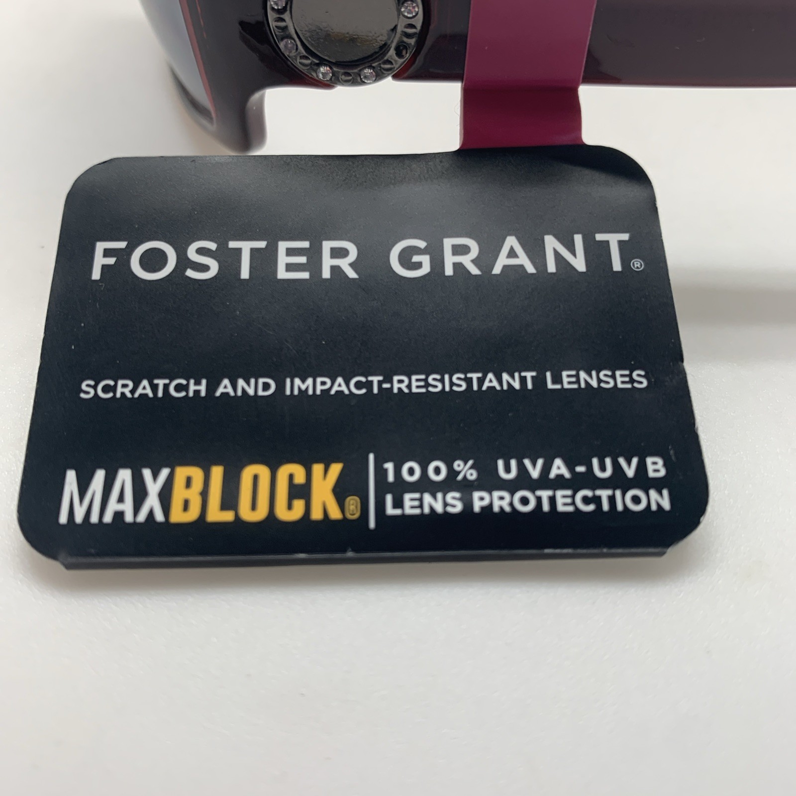 Foster Grant MaxBlock PT 20 01 BRY MCV TST Sunglasses Berry Frames Jewel Trim