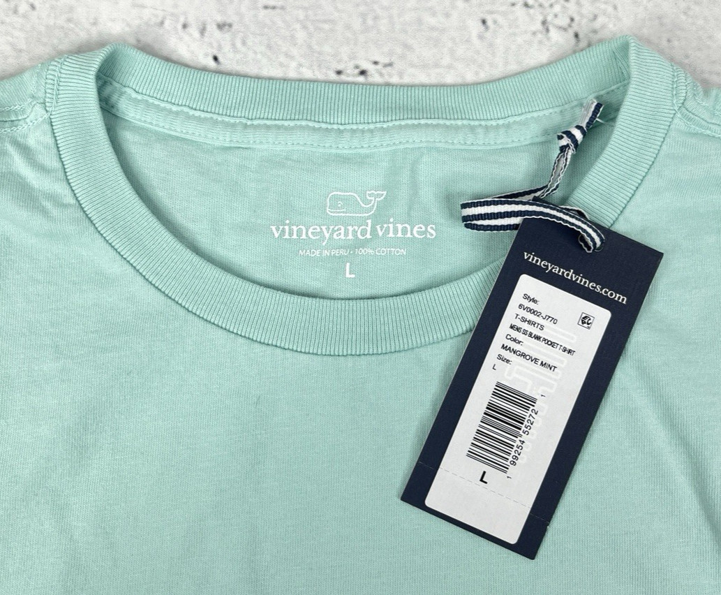 Vineyard Vines Men’s Short Sleeve Pocket T-Shirt Mangrove Mint Size Large – NEW