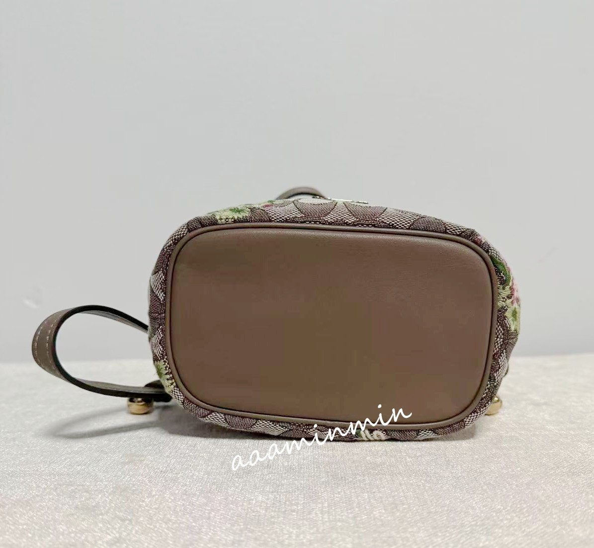 NWT Coach Faye Mini Drawstring Bag In Signature Jacquard With Floral Embroidery