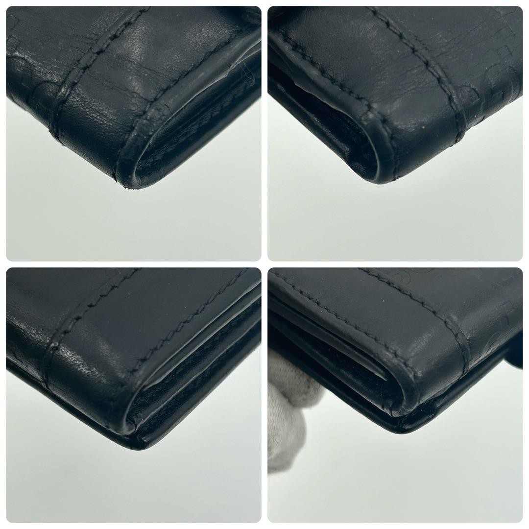 Excellent condition GUCCI Folding Wallet Horsebit Plate Shima Leather Black