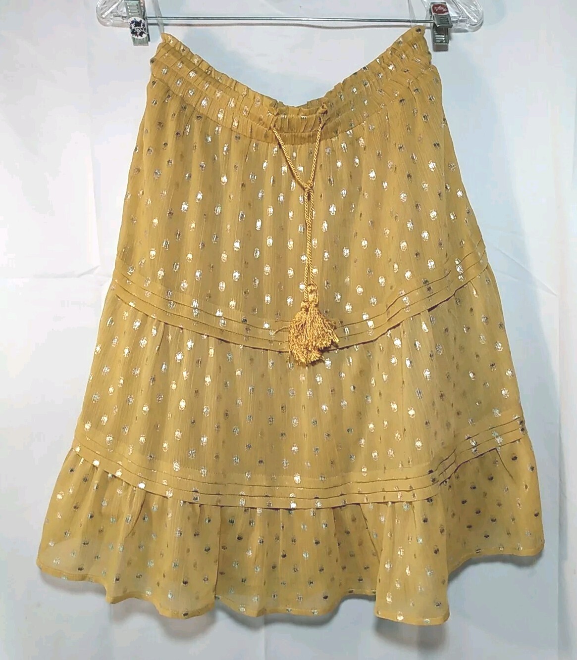Listicle Autumn Yellow Gold Polkadot Lined Skirt Size Large