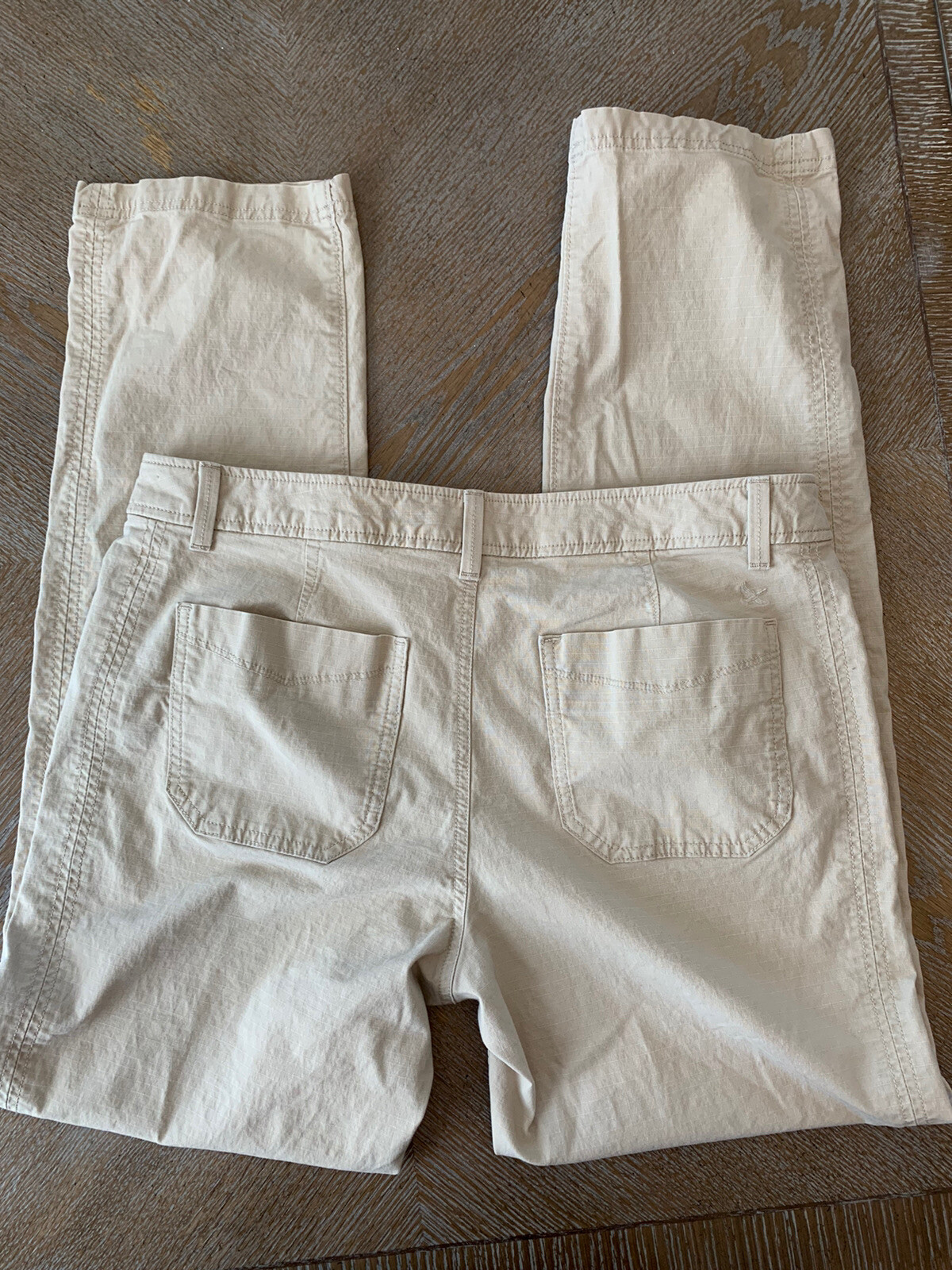 Eddie Bauer Slightly Curvy Pants Straight Stretch Pants Size 12 Beige Waist 36”