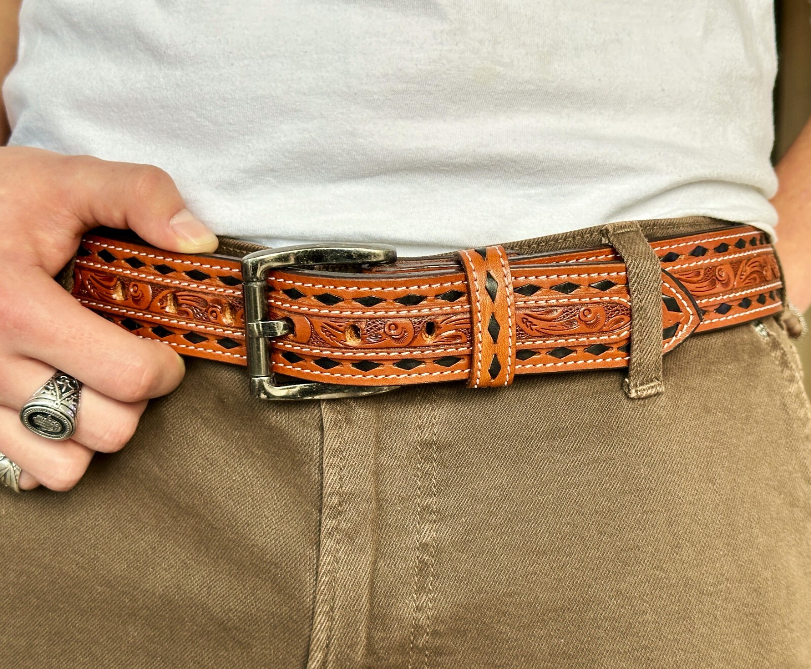 Handmade Heavy Duty Leather Work Tool Gun Belt 1.5″ Thick Belt Removable Buckle
