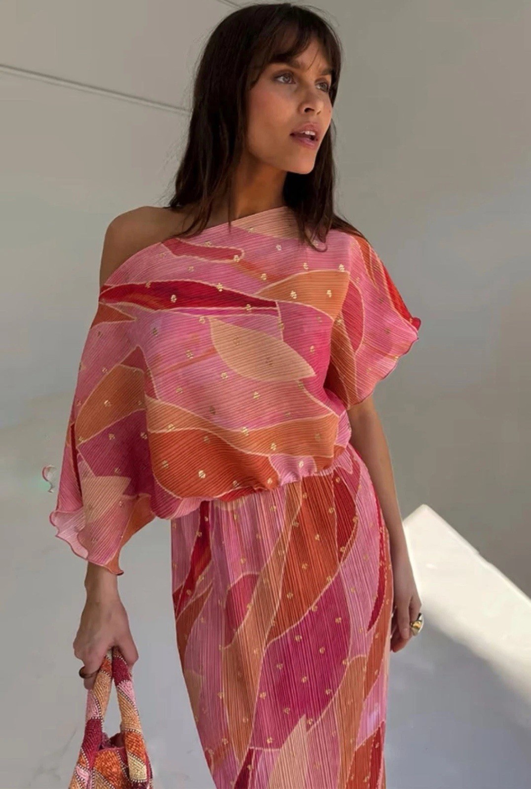 EX Never Fully Dressed Tilly Plisse Abstract Print Pink Dress XS – XL RRP £129