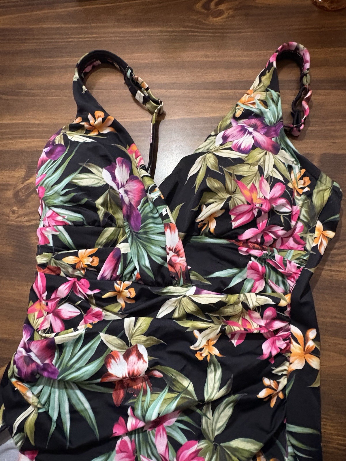 Swimsuit One Piece By Aqua – Green Floral Medium Control Sz 6 Resort Shapes NWT
