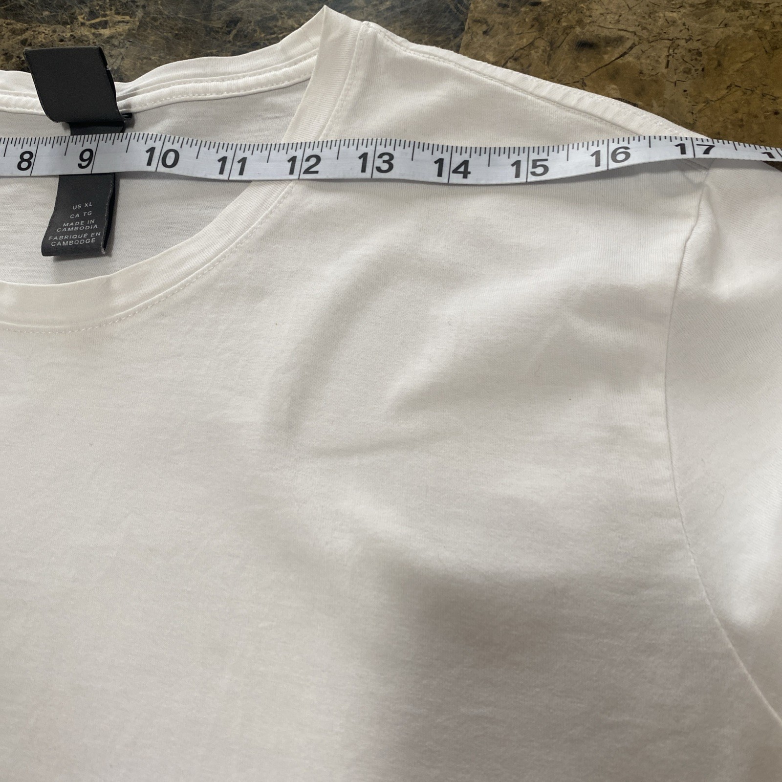 H&M 100% Cotton Summer White Vacation T-shirt Classic Ringer Size XL