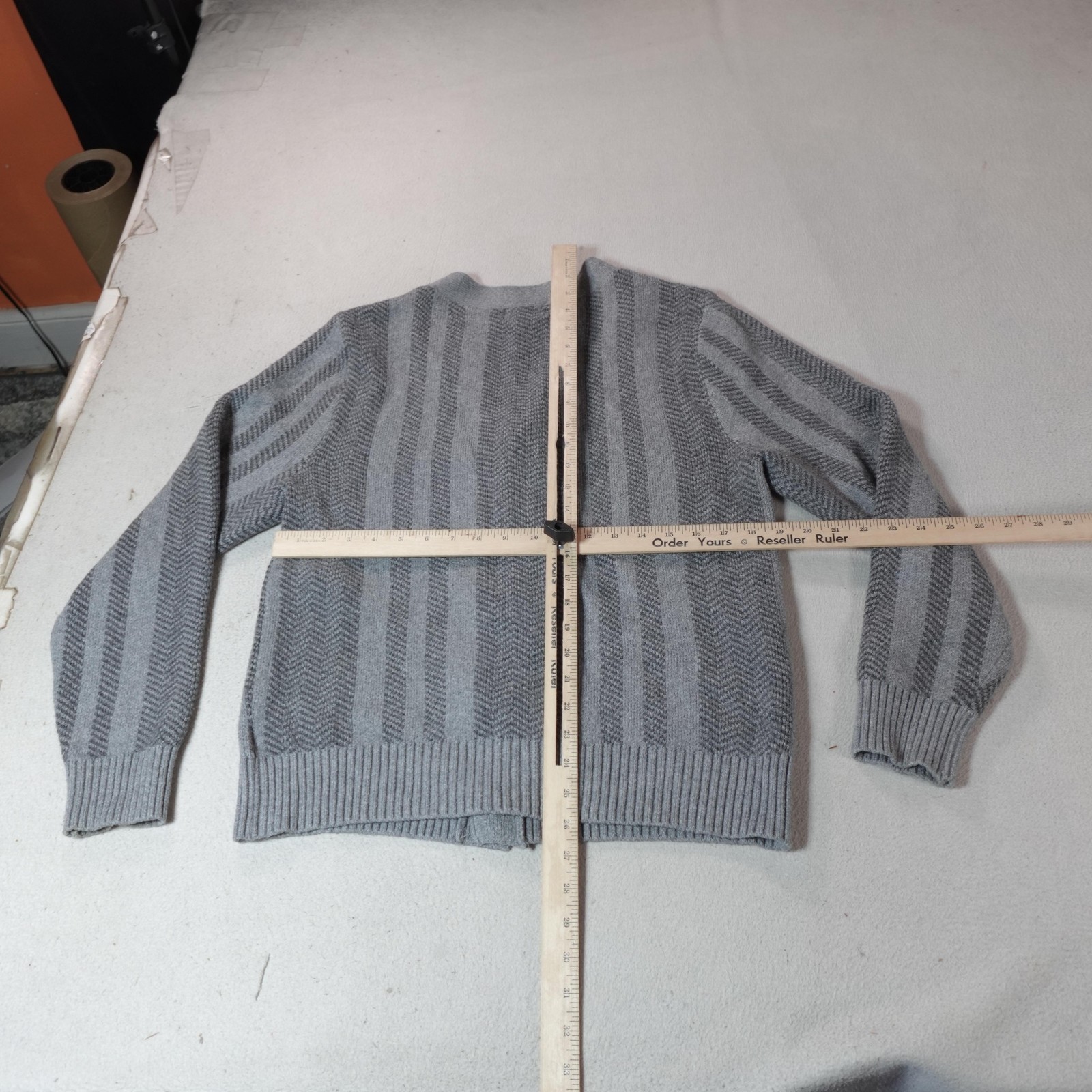 Fisherman Cardigan Mens Small Gray Sweater Goodfellow Grandpa Knit Stripe Preppy