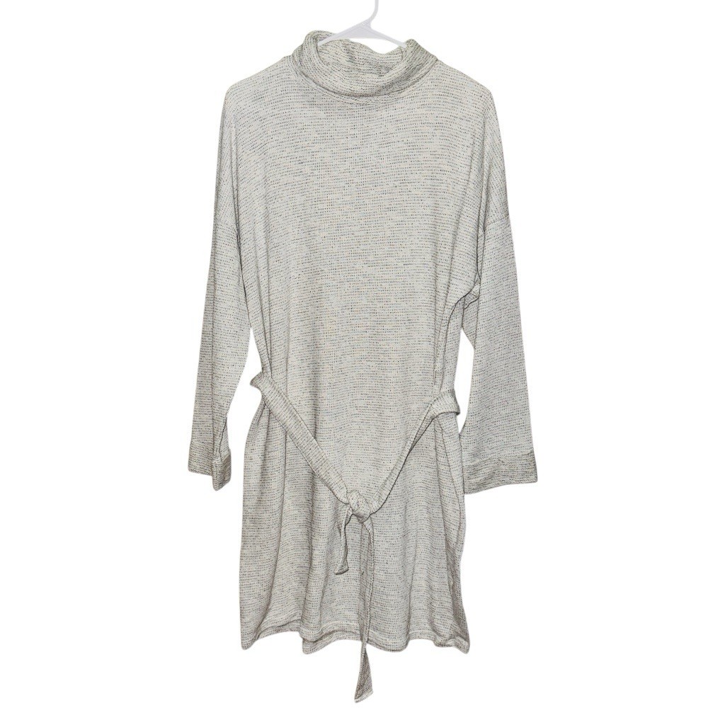 NEW ASOS Curve Gray Solid Knit Cowl Neck Belted Sweater Dress Long Sleeve US 16