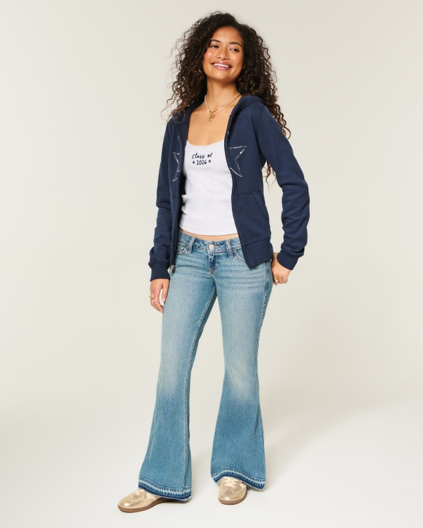 NWT hollisterco Ultra Low-Rise Medium Wash Flare Jeans