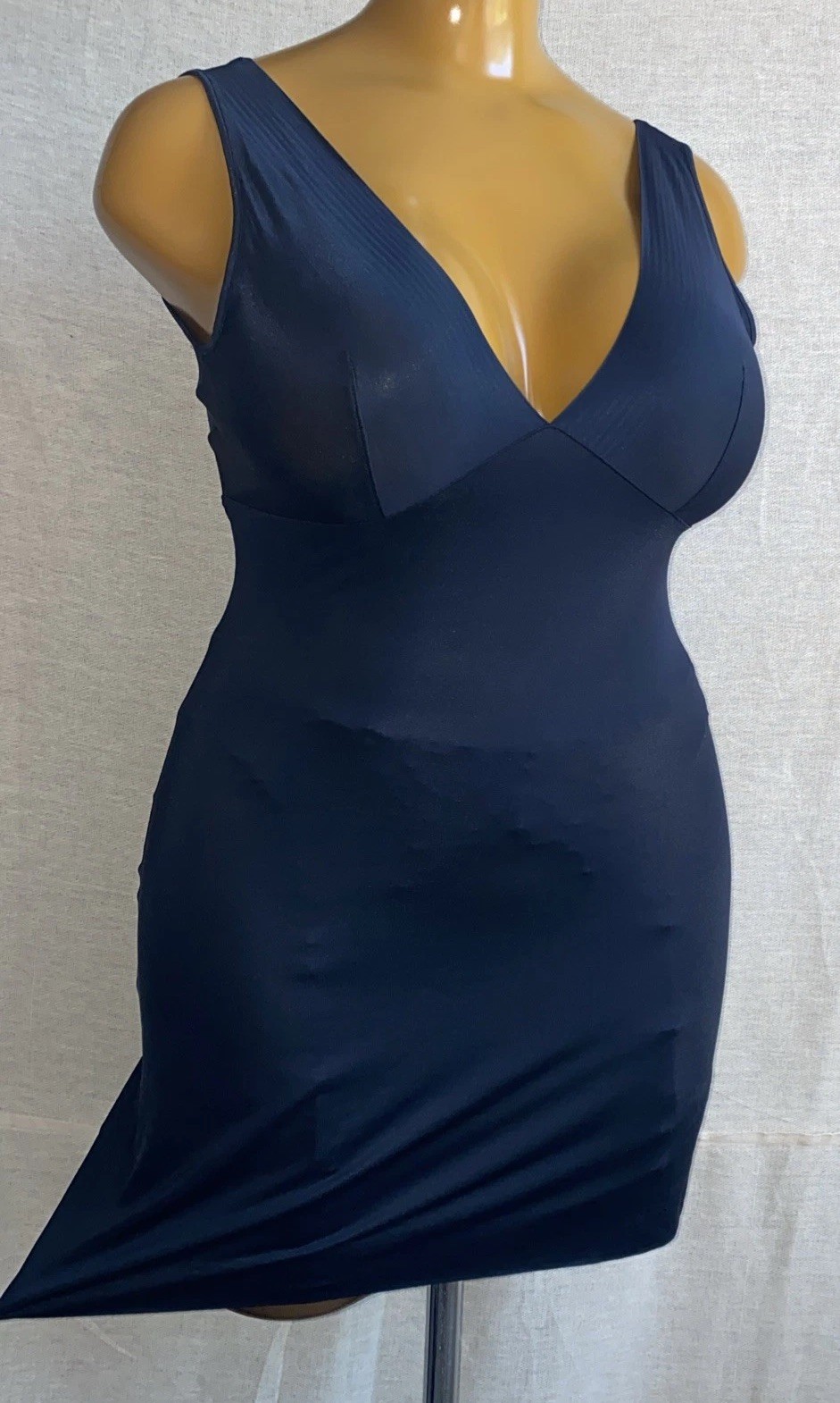 M&S Shape Wear Slip, Black Slippery Satin Nylon, UK 18