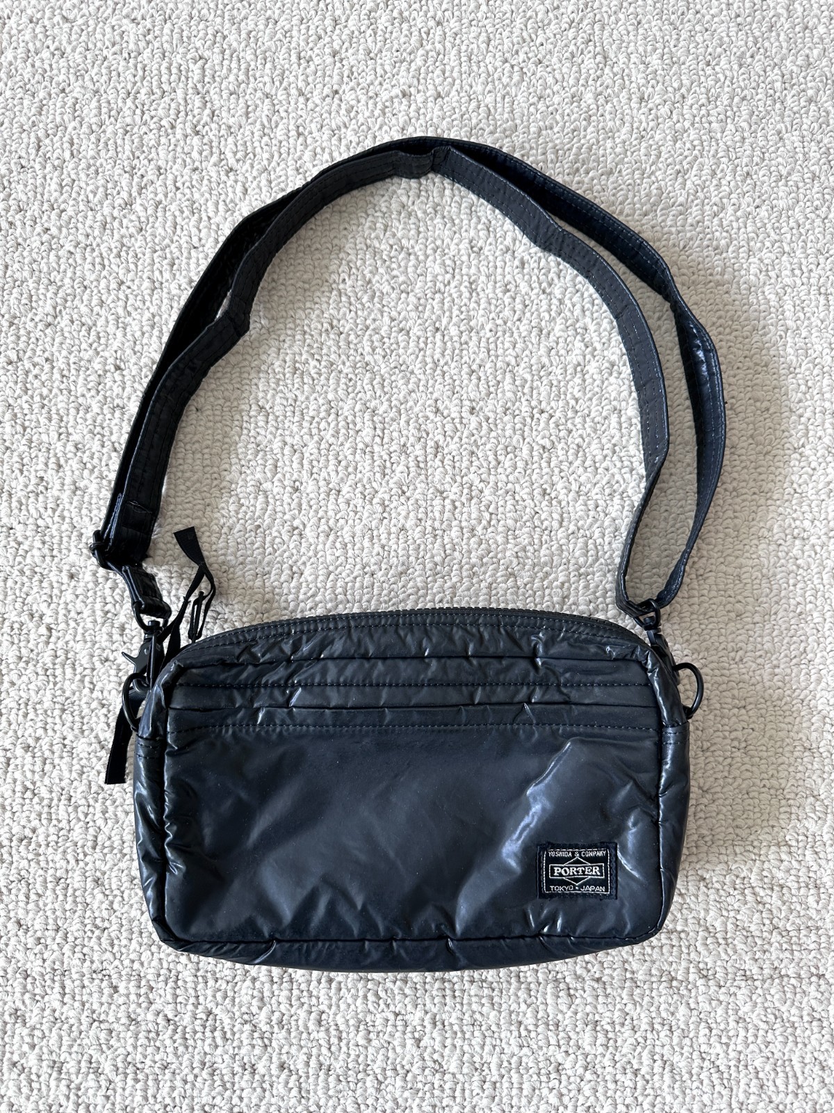 Rare Headporter Patent Coated Shoulder Bag – Black Made in Japan Y2K Porter