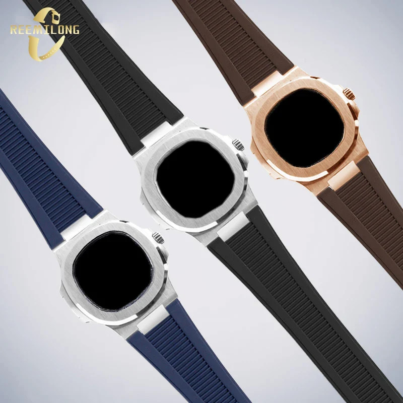 Silicone rubber watch strap 25*13mm High-quality soft stripe black brown gray