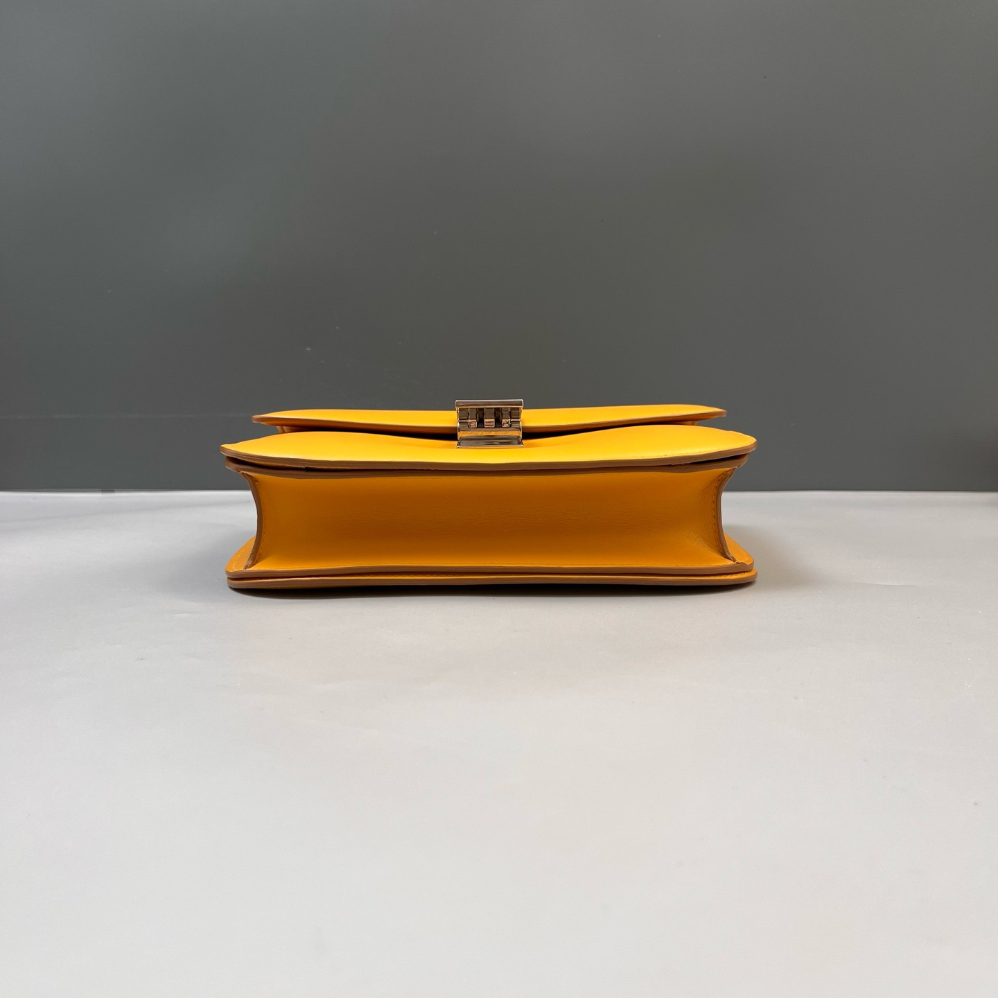 Authentic Celine Classic Box Smooth Calfskin Shoulder Bag Yellow Silver-Tone