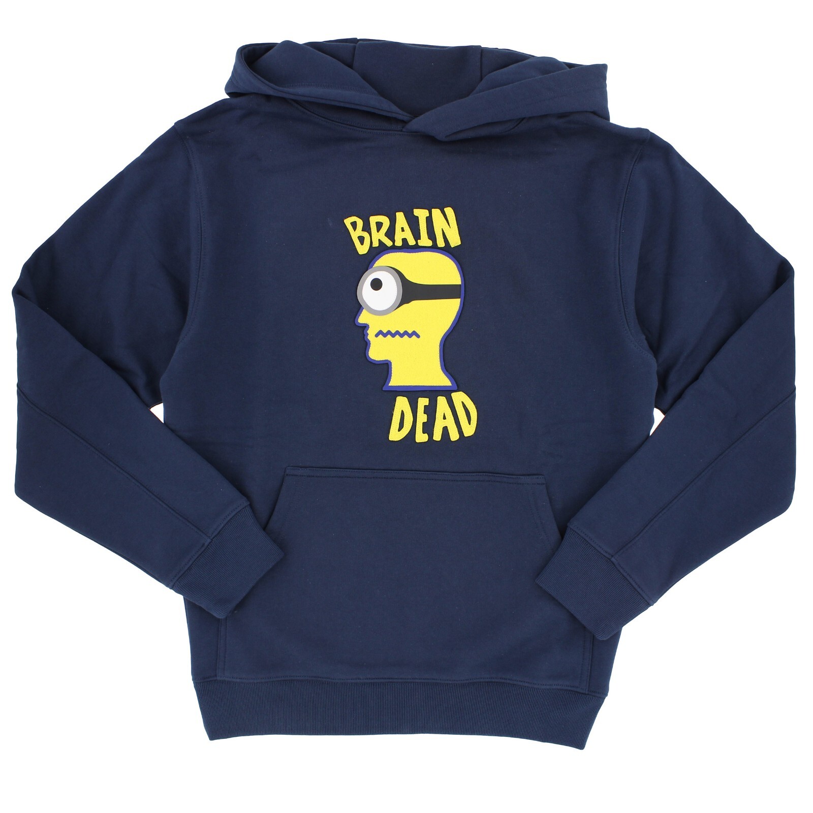 Brain Dead Minion Logo Head Hoodie Printed Front Graphic Kangaroo Pockets