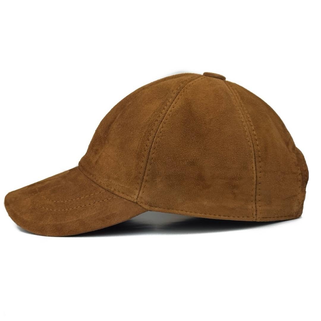Real Suede Leather Baseball Cap for Men – Handmade Premium Quality Brown