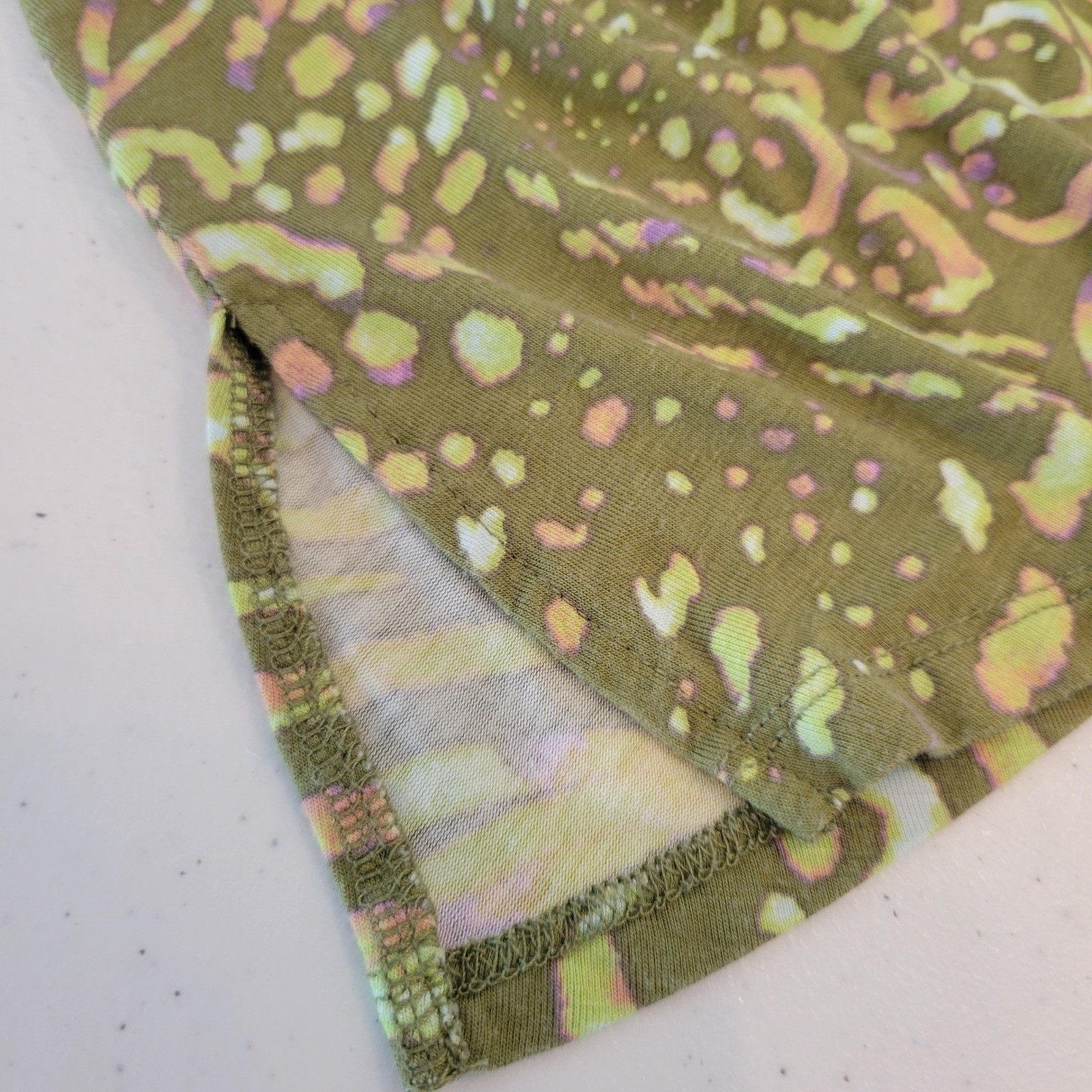 LOGO Layers Lori Goldstein Tank Top Sz Small Olive Green Animal Print Sleeveless