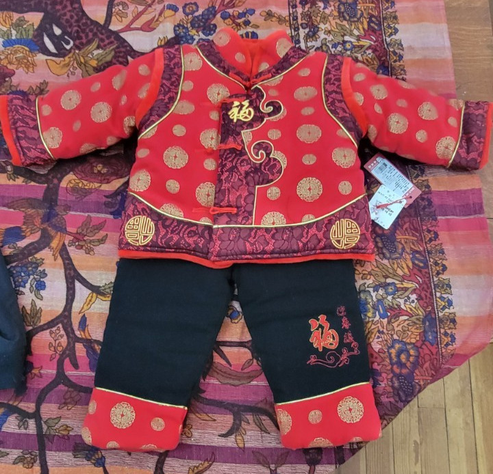 NWT traditional Chinese New Year Tang suit Child Quilted Jacket Pants Bobcat