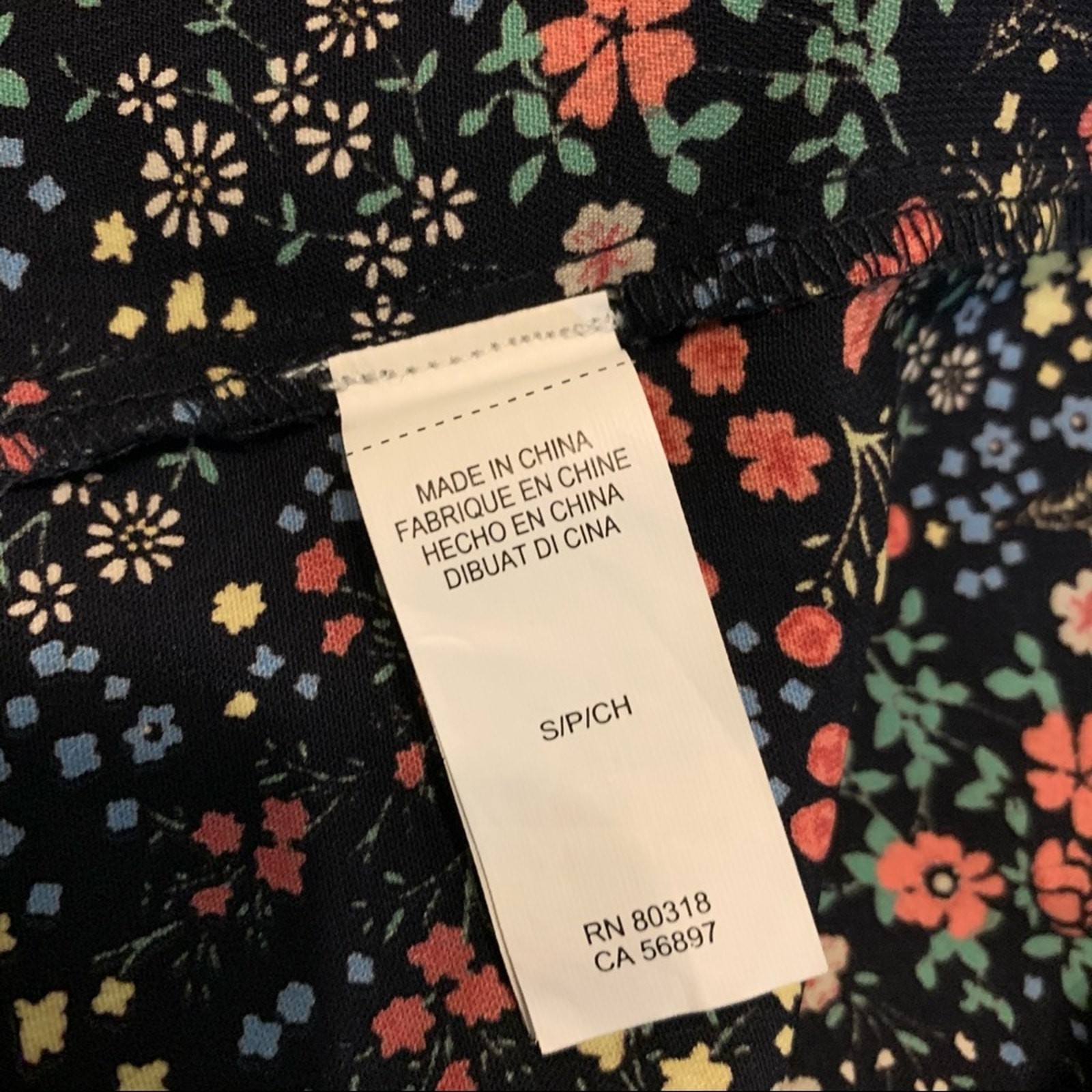 Lucky Brand Ditsy Floral Off The Shoulder Boho Mini Dress Black Multicolor Small