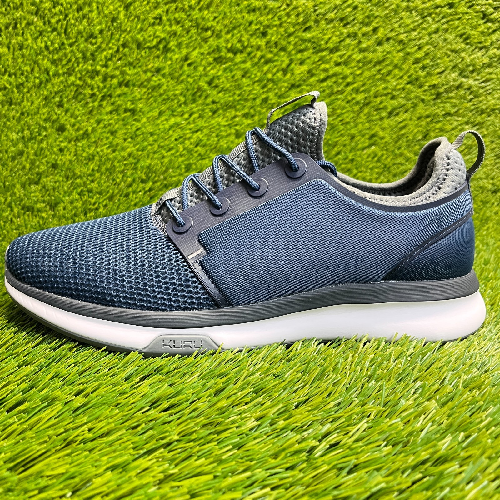 Kuru Atom Mens Size 9 Blue Gray White Athletic Running Walking Shoes Sneakers