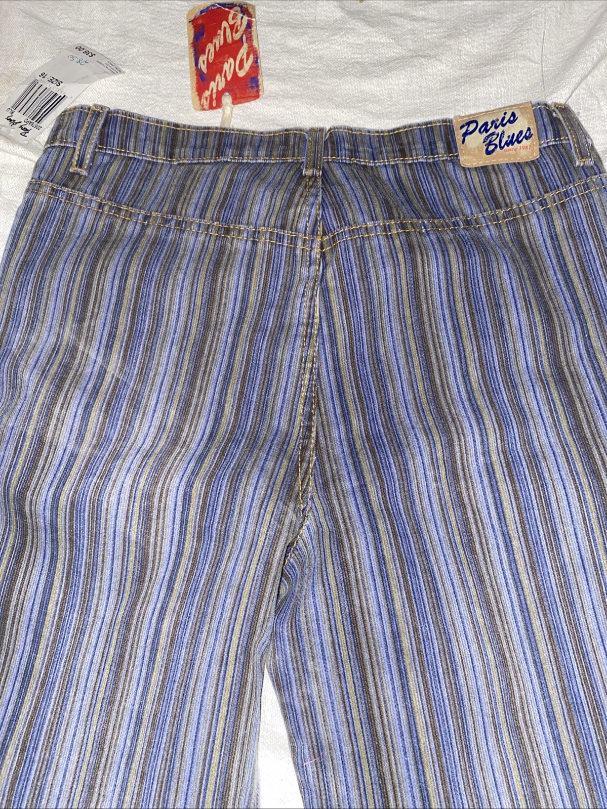 Vintage Paris Blues Jeans Striped 28 Inch Waist New W Tags