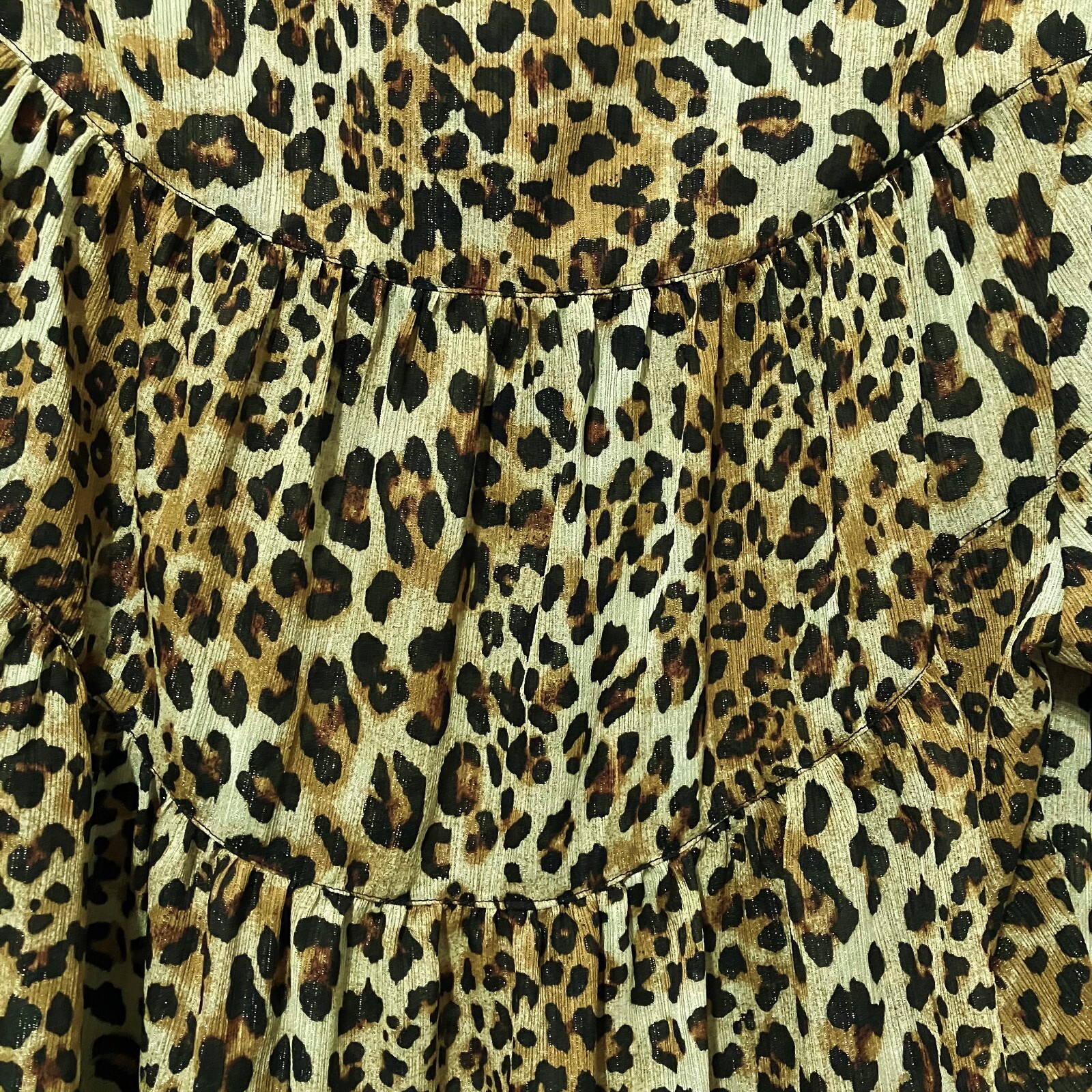 Soaked In Luxury Blouse Leopard Top Long Sleeve Button Down Animal Print Med New