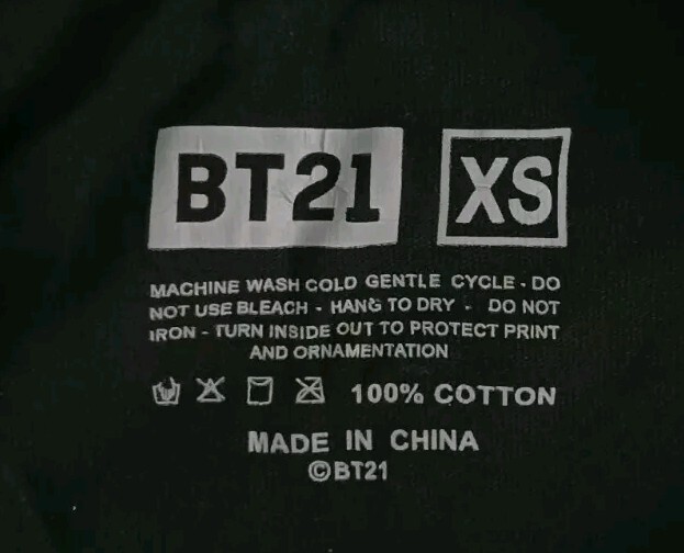 GOOD CONDITION BT21 Black Tata Rj JIN JUNKOOK V RM JIMIN SUGA Shirt Sz.X-Small