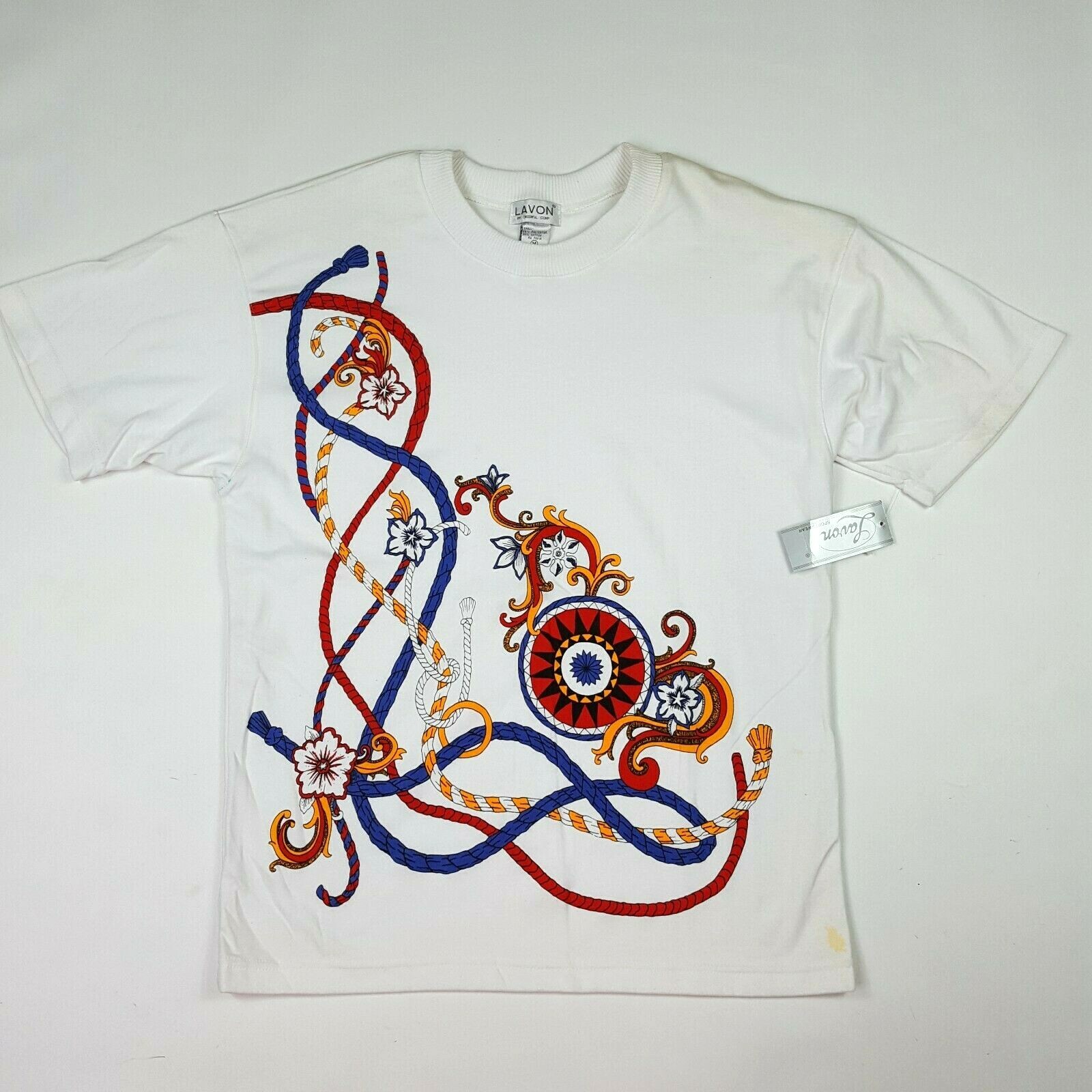 Vintage Preppy Lavon Art Artist Size M White Rope Retro Regal Nautical T Shirt