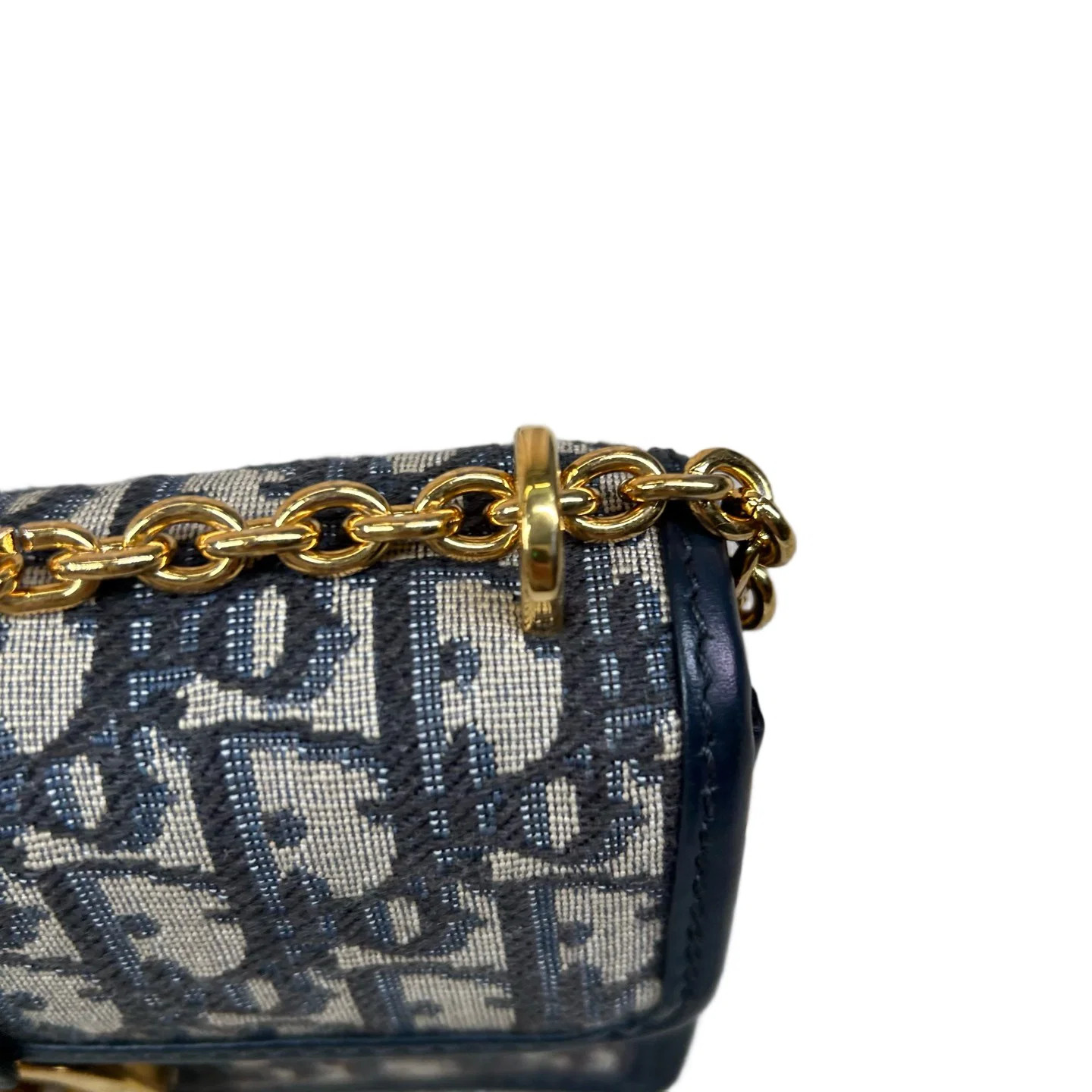 Dior 30 Montaigne Chain Flap Bag Small Black Beige Navy Oblique (dh072426c2r)