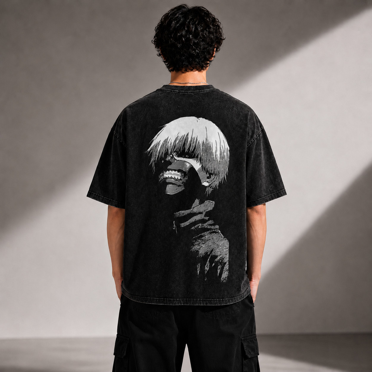 Tokyo Ghoul Ken Acid Washed Oversized Anime T-Shirt Graphic Tee
