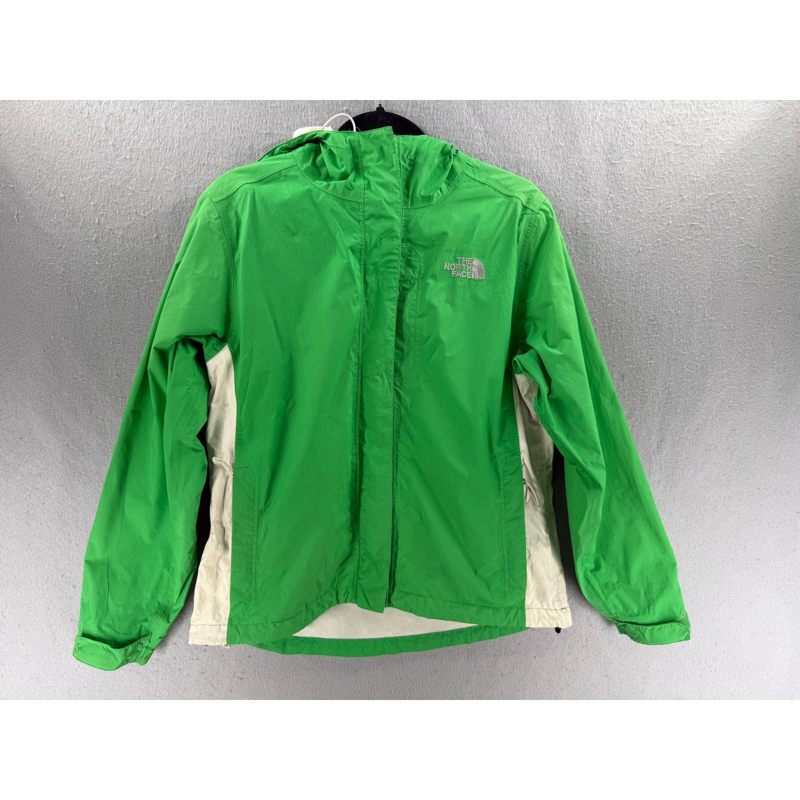 The North Face Rain Jacket Womens Size SGreen Hyvent Ripstop Waterproof FLAW