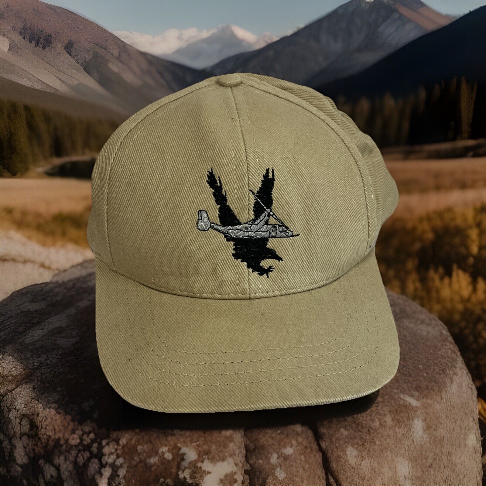 MV-22 Osprey Hat Cap Adjustable Snapback Tan Made In USA