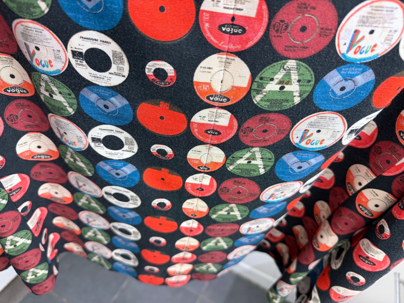 Akris Punto Record Print Jacket Top Dots Circles Vinyl CDs Colorful Full Zip 14
