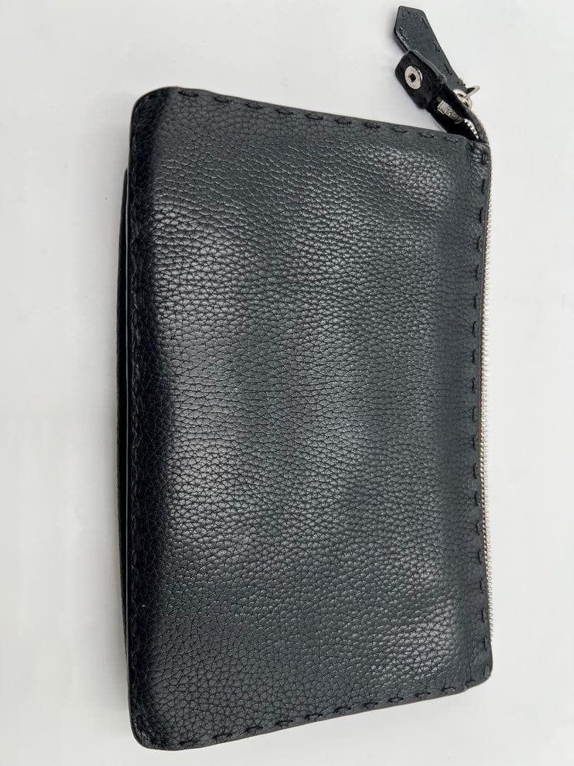 Fendi Monster Bag Bugs Eye Clutch Black Yellow Selleria Leather Pouch 9.1×5.9in