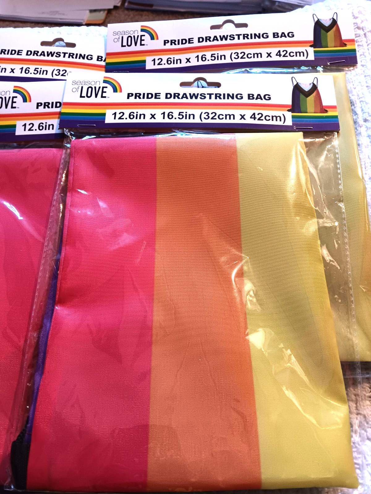 Pride Drawstring Bag Lot of 8 Rainbow Backpack 12.6 in x 16.5 in Season of Love
