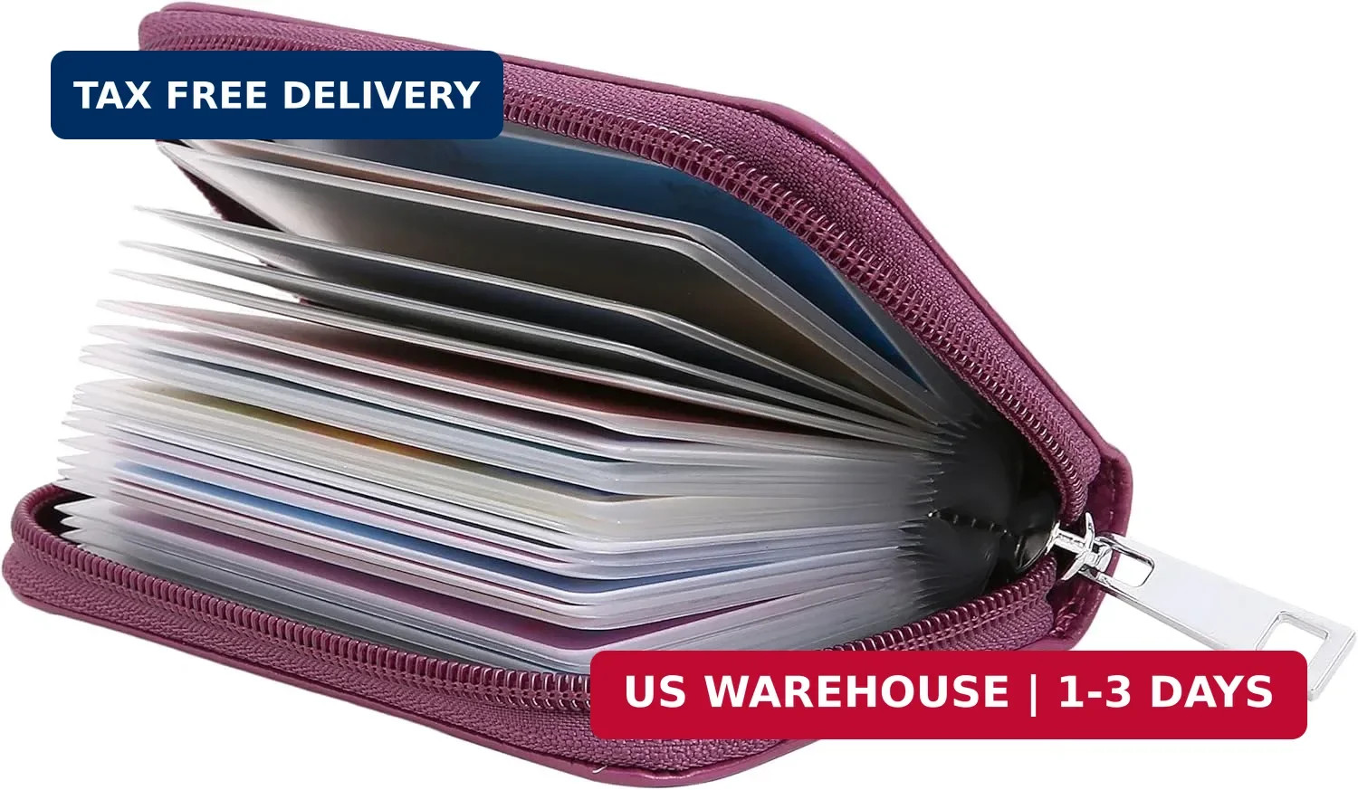 Easyoulife Genuine Leather Credit Card Holder Zipper Wallet With 26 Card Slots