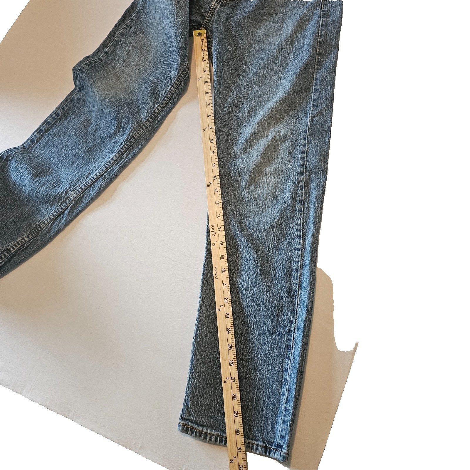 Levis 505 Regular Fit Straight Leg Blue Denim W32 L32 Wash Strech Classic