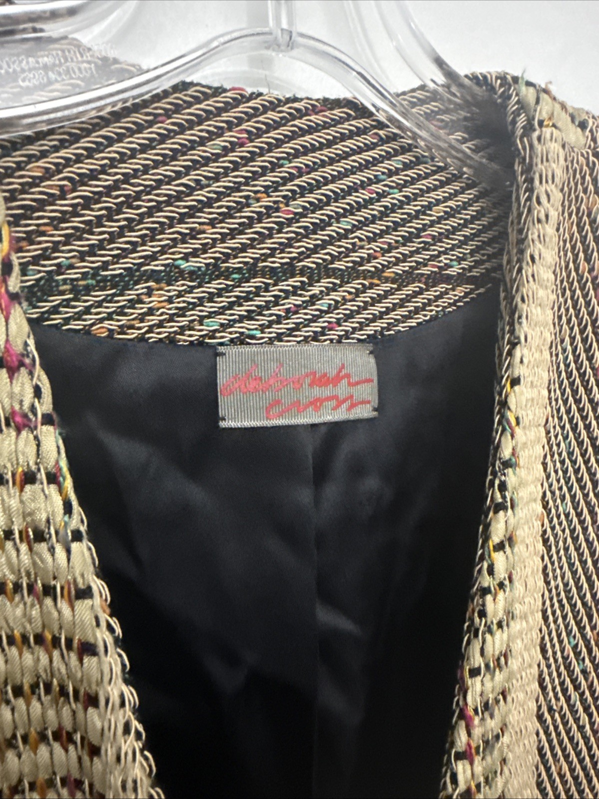 Vintage Deborah Cross Jacket Woven Textile Art To Wear Artisan Boho Hobo