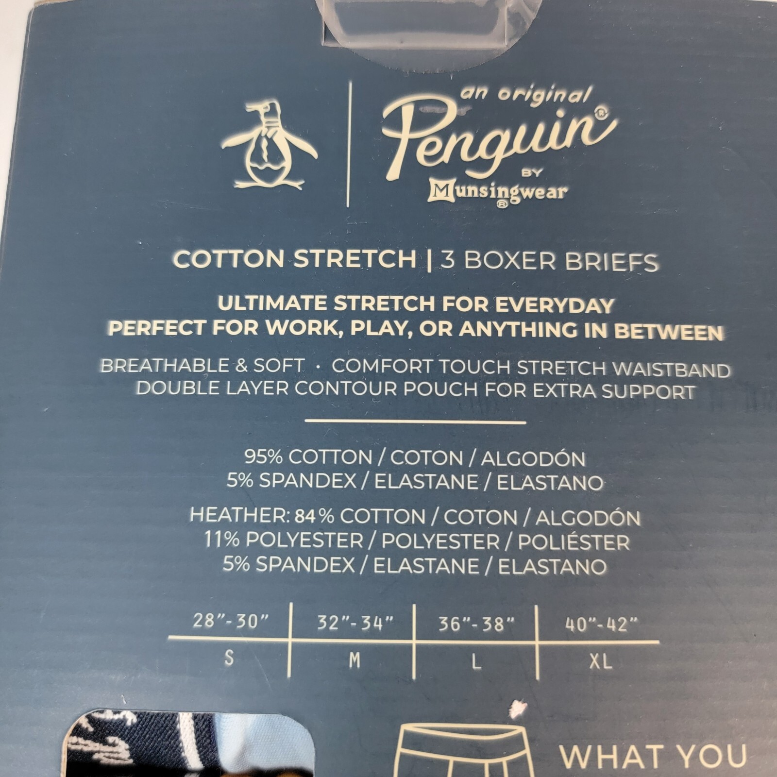 Penguin Underwear 3 Pack Boxer Briefs Men’s S (28-30) Blue Assorted Patterns