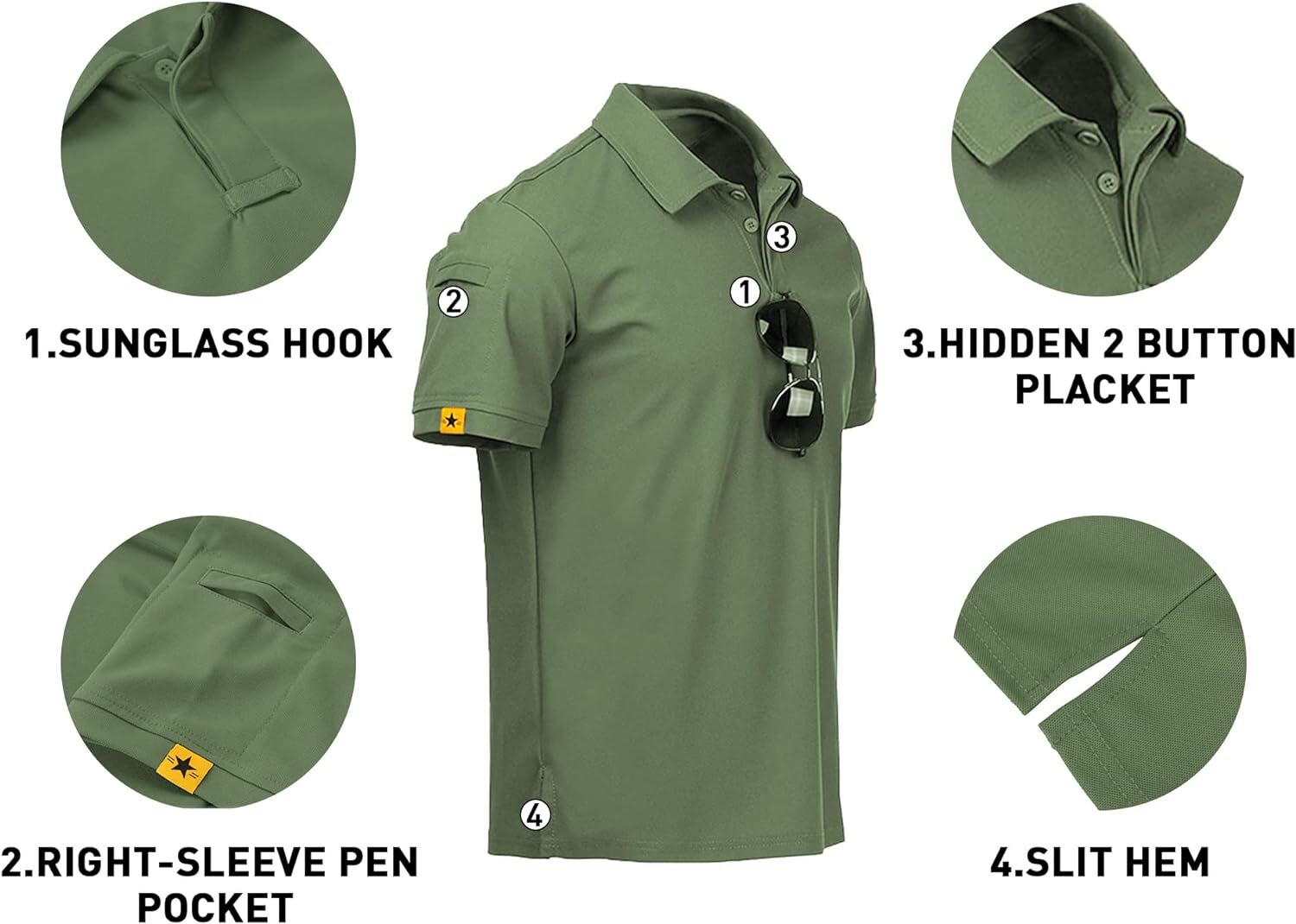Tactical Casual Men’s Short Sleeve Polo T-Shirt Combat Top Shirt Quick Dry Sport