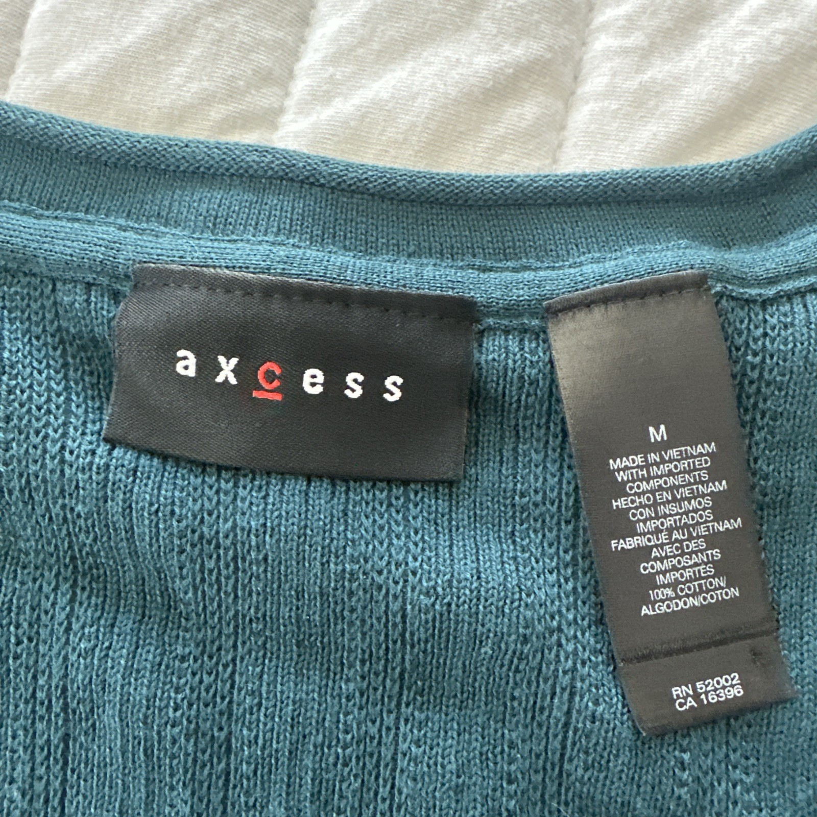 Vintage Axcess Sweater Womens Medium Teal Scoop Neck Henley Retro Y2K Grunge
