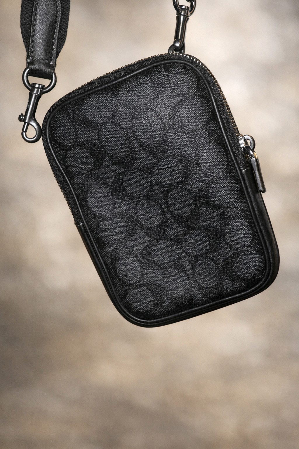 Coach CO912 Aden Crossbody In Signature Canvas Gunmetal/Charcoal/Black,