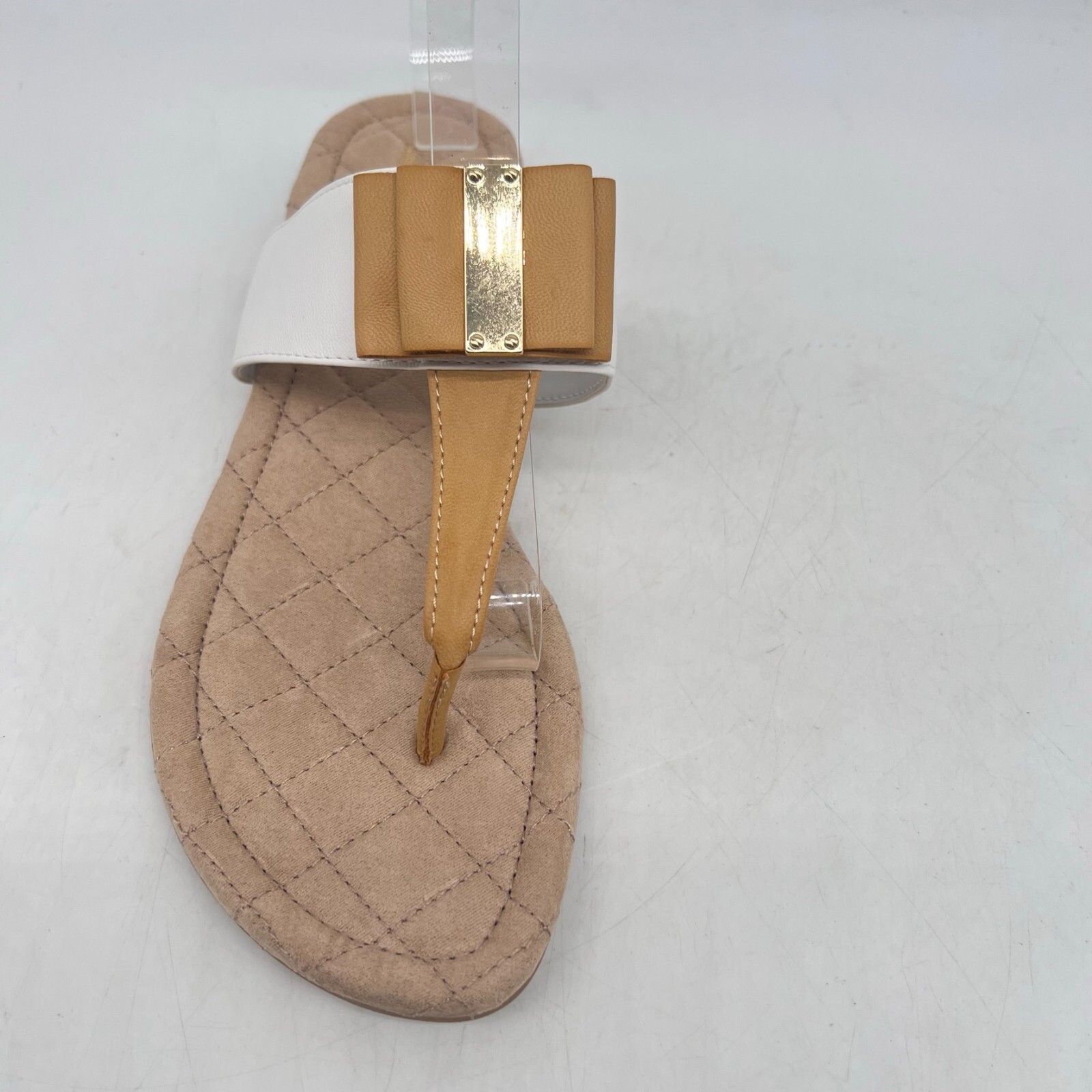 Switch Flops Womens Vivian Open Toe Casual Slide Sandals White Gold 9 M