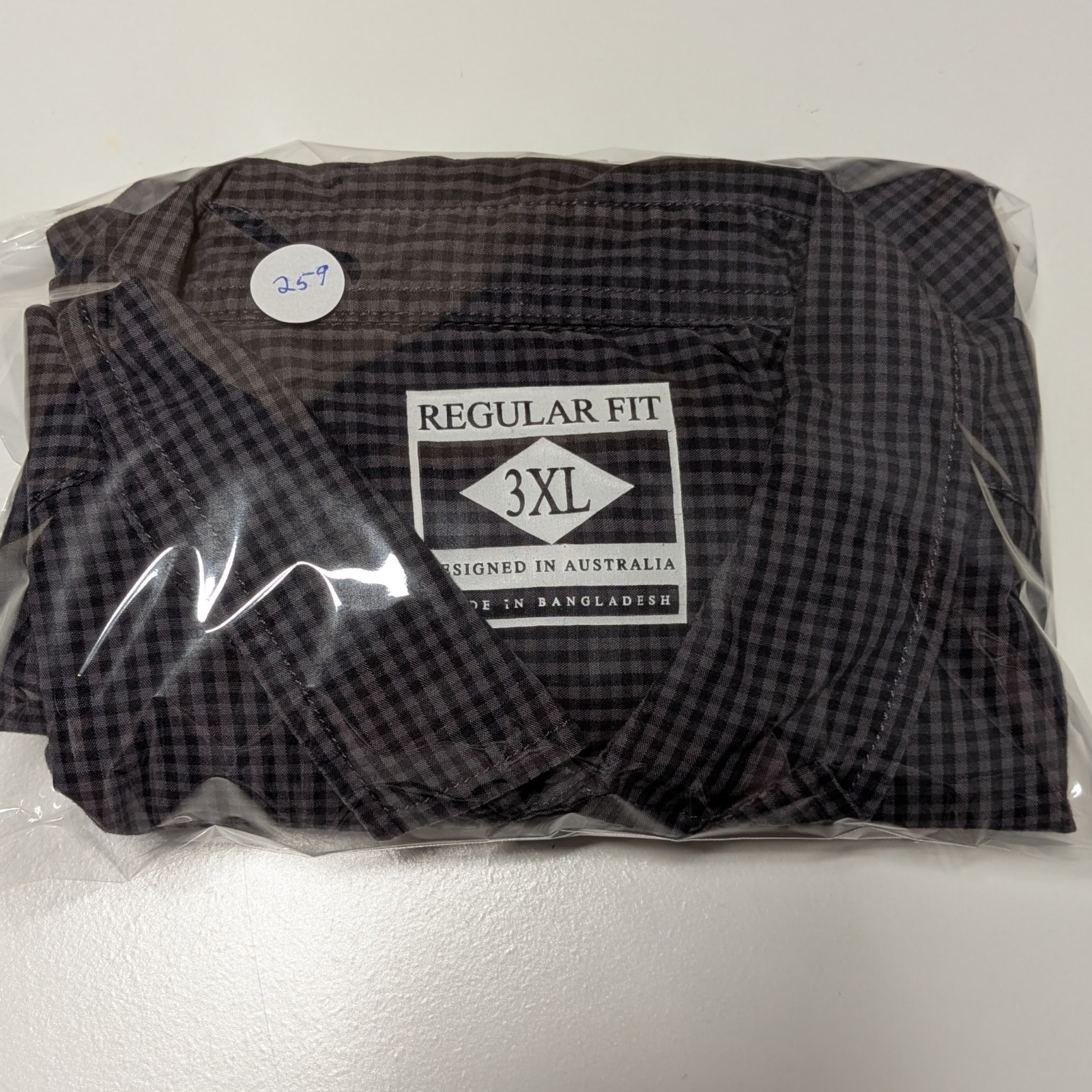 Design Australia Men’s Shirt 3XL Regular fit Bleu plaid Short Sleeve Cotton
