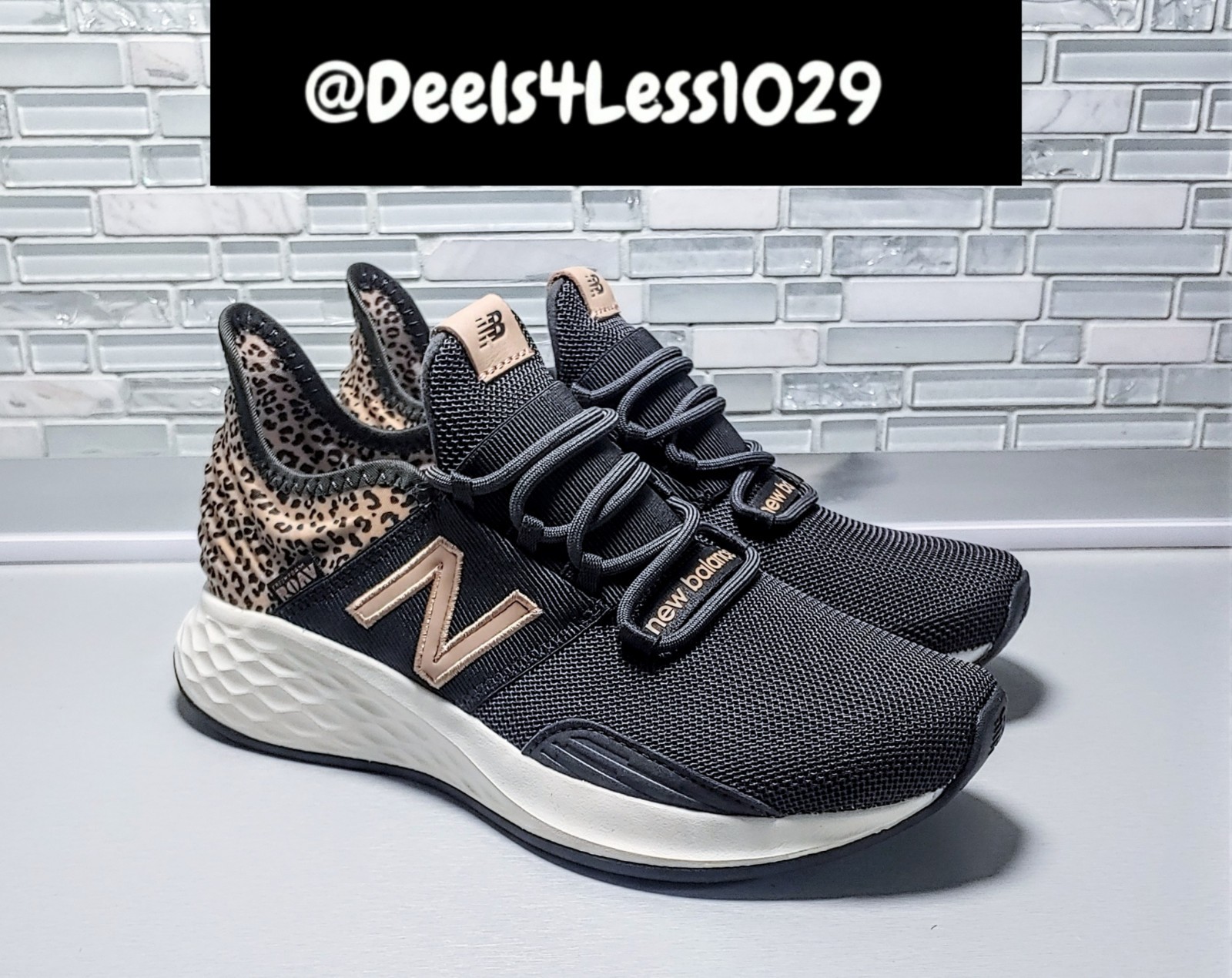 New Balance Fresh Foam Roav v1 Leopard Womens Black Flat Taupe Hemp WROAVRK1