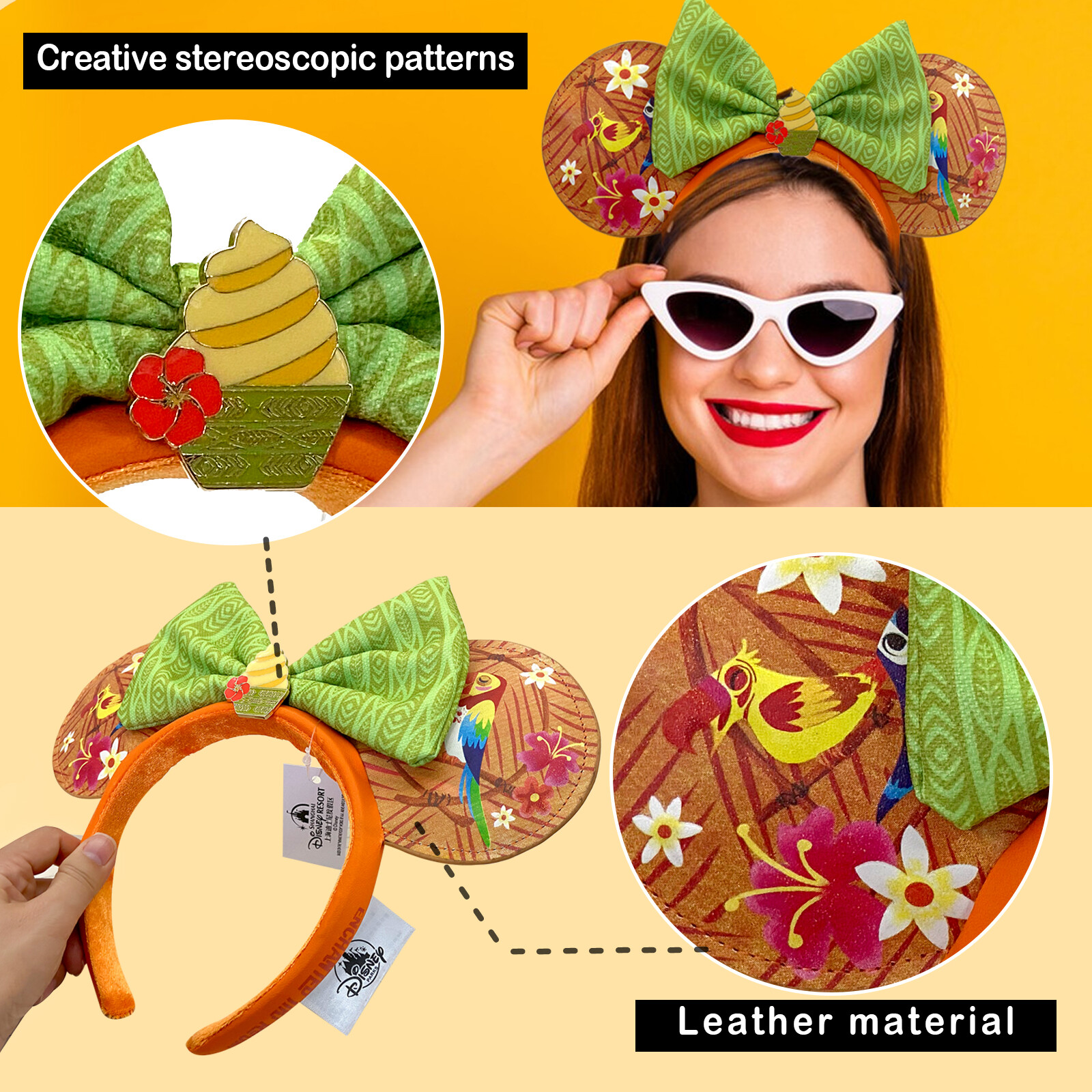 Disney’s Parks Enchanted Tiki Room Birds Minnie Headband Ears Dole Whip US SHIP