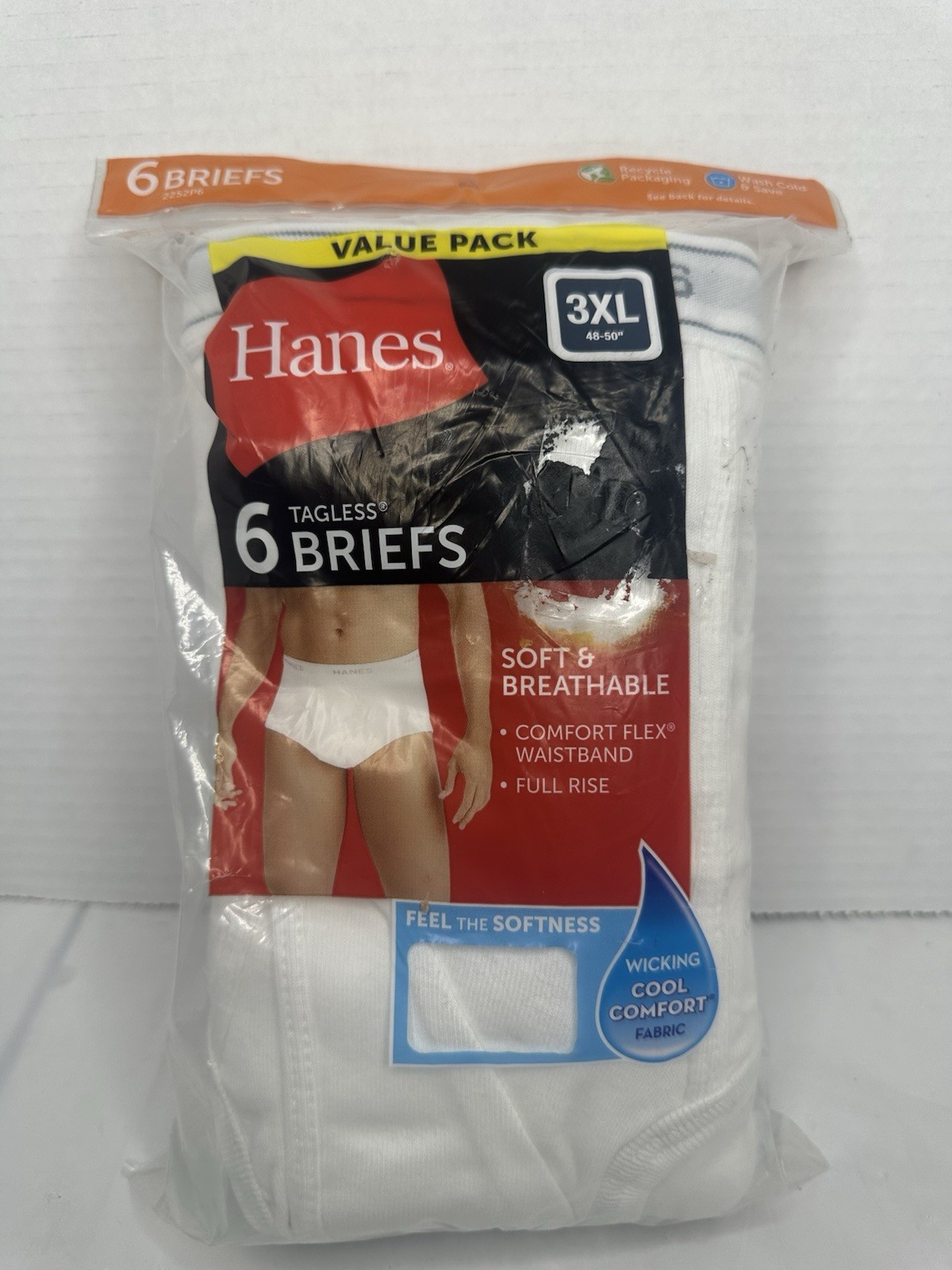 NEW MEN’S “HANES 100% COTTON 6 PACK FULL RISE BRIEFS” Choose!